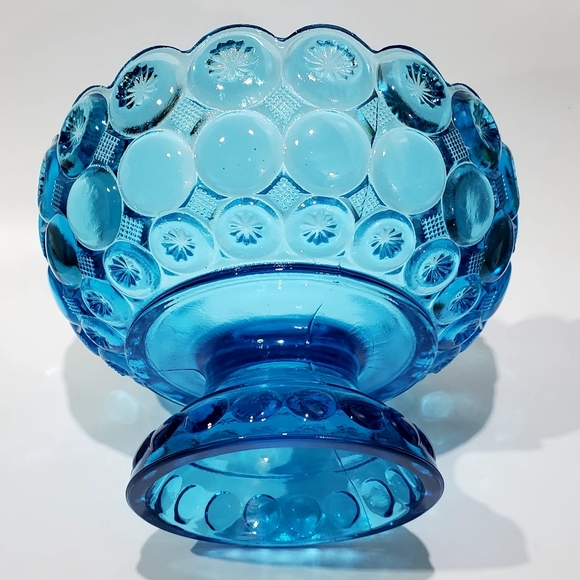 8 1/4" Kemple Moon and Star AKA: Imperial, Jeweled Moon and Star Blue Compote - Picture 6 of 13